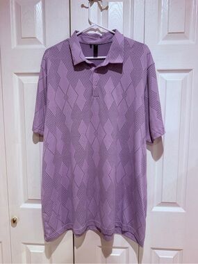 adidas Men's Lavender Polo with Subtle Geometric Print